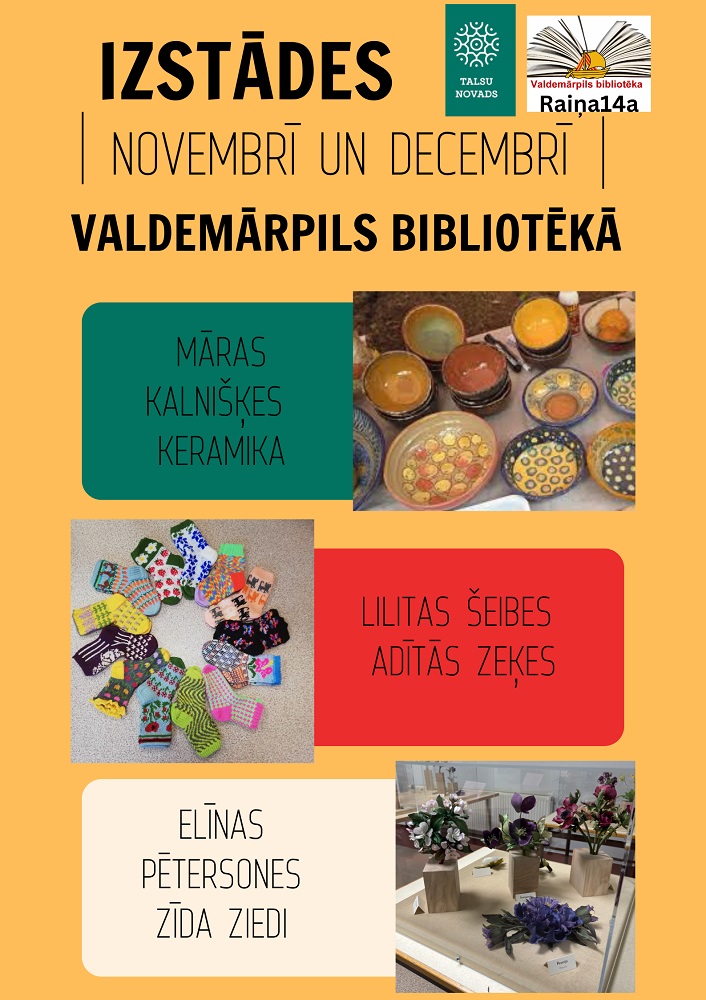 Valdemārpils bibliotēkā apskatāmas radošu un uzņēmīgu sieviešu darinājumu izstādes Valdemārpils bibliotēkā apskatāmas radošu un uzņēmīgu sieviešu darinājumu izstādes